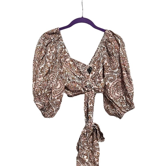 Revolve x Mink Pink Jedda Crop Blouse in Paisley, New with Tags - Picture 4 of 9